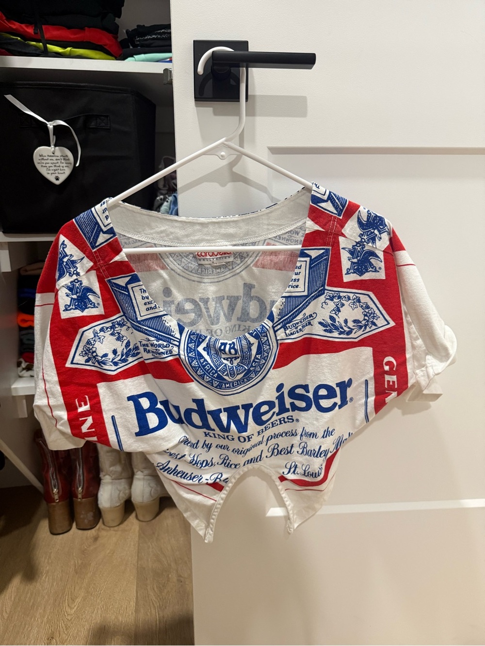 Budweiser Red, White & Blue Logo Crop Tee
